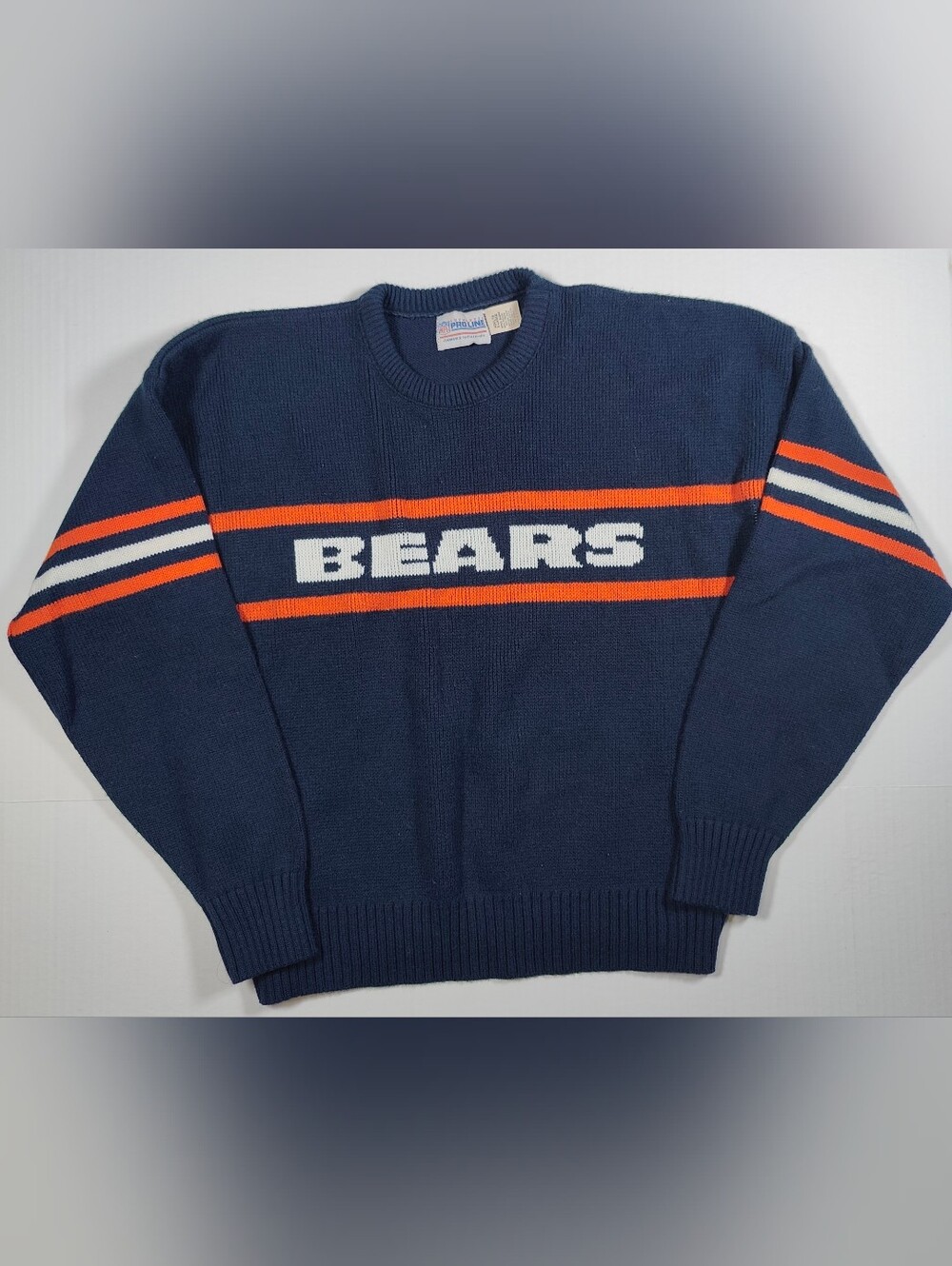 Vintage 80s Cliff Engle Chicago Bears Wool Navy Sweater XL Mike Ditka NFL USA